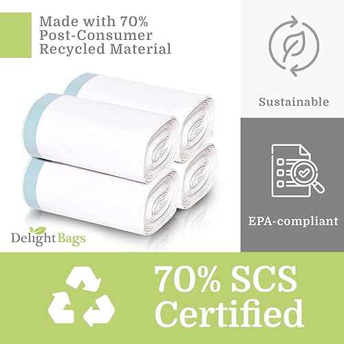 Miniatura 3 de Bolsas de basura compatibles con Simplehuman Code H, 200 unidades, ecológicas, con cordón blanco, fabricadas en los Estados Unidos con un 70% de