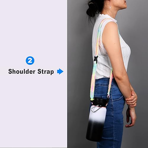 Miniatura 3 de Wongeto Mango de paracaídas con correa para el hombro compatible con Hydro Flask 2.0 (nuevo 2020 rediseñado) botellas de boca ancha, se adapta a