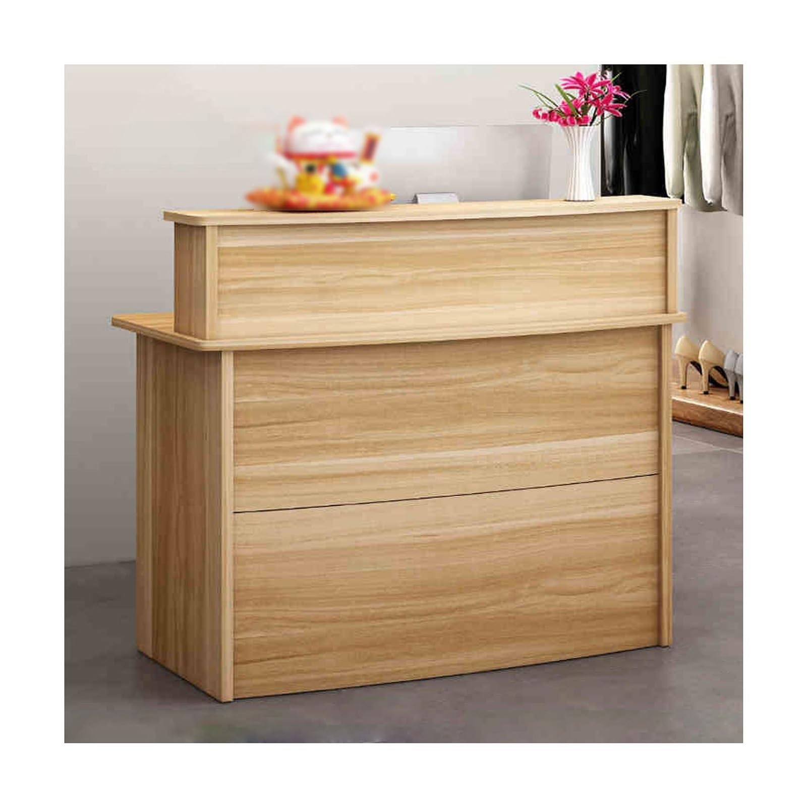 Comptoir de réception verrouillable en bois épais de 80 cm pour caisse