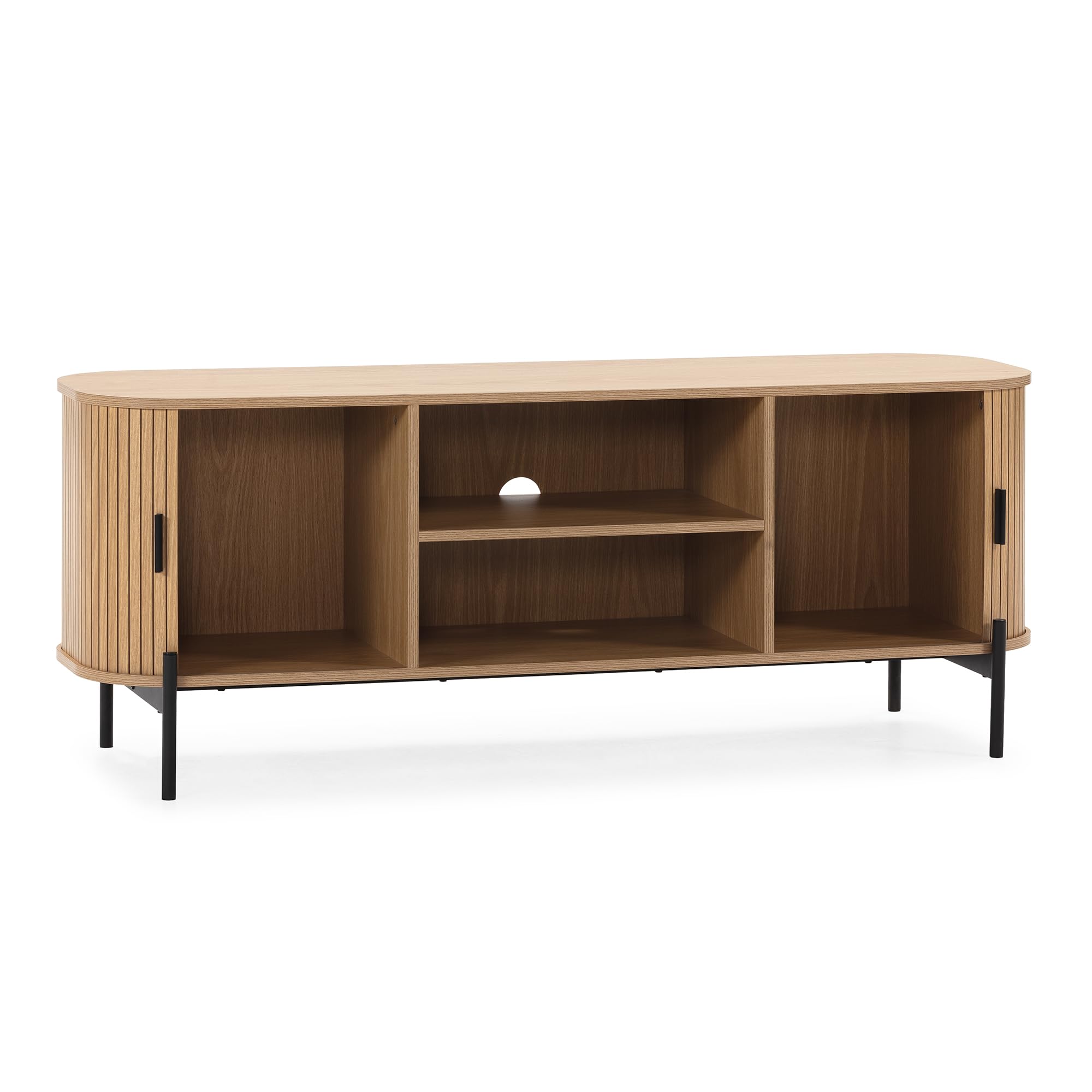 HOMN LIVING Mueble TV Mónaco 2 Puertas 2 Huecos Color Roble, 140 cm (Ancho) 40 cm (Profundo) 55 cm (Altura)