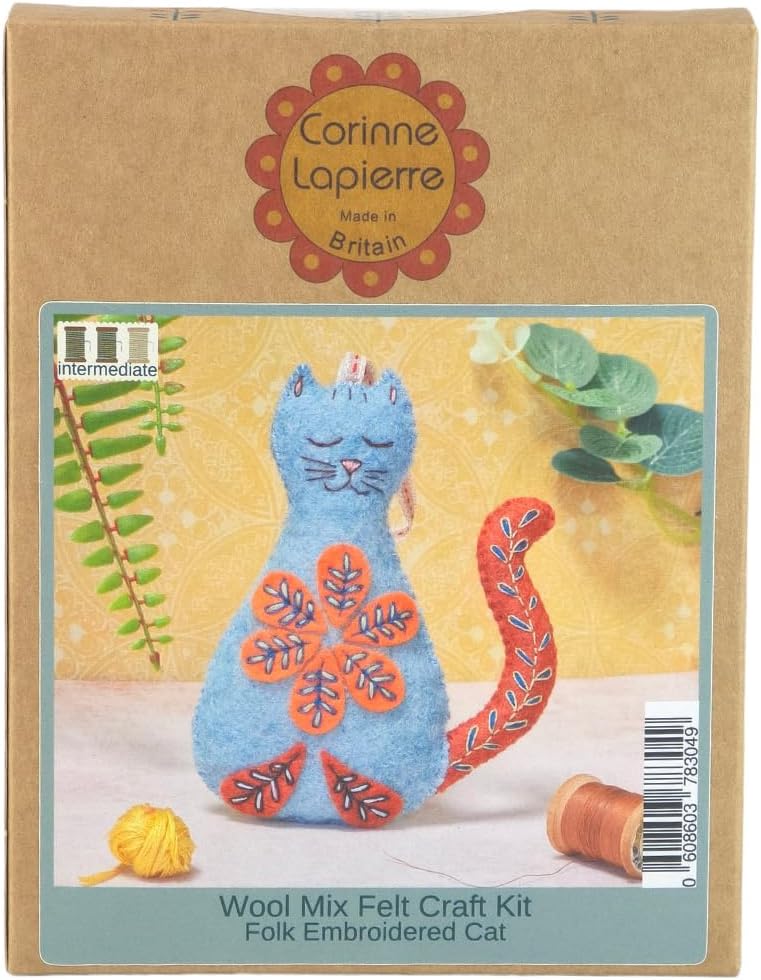 Folk Embroidered Cat Felt Craft Mini Kit