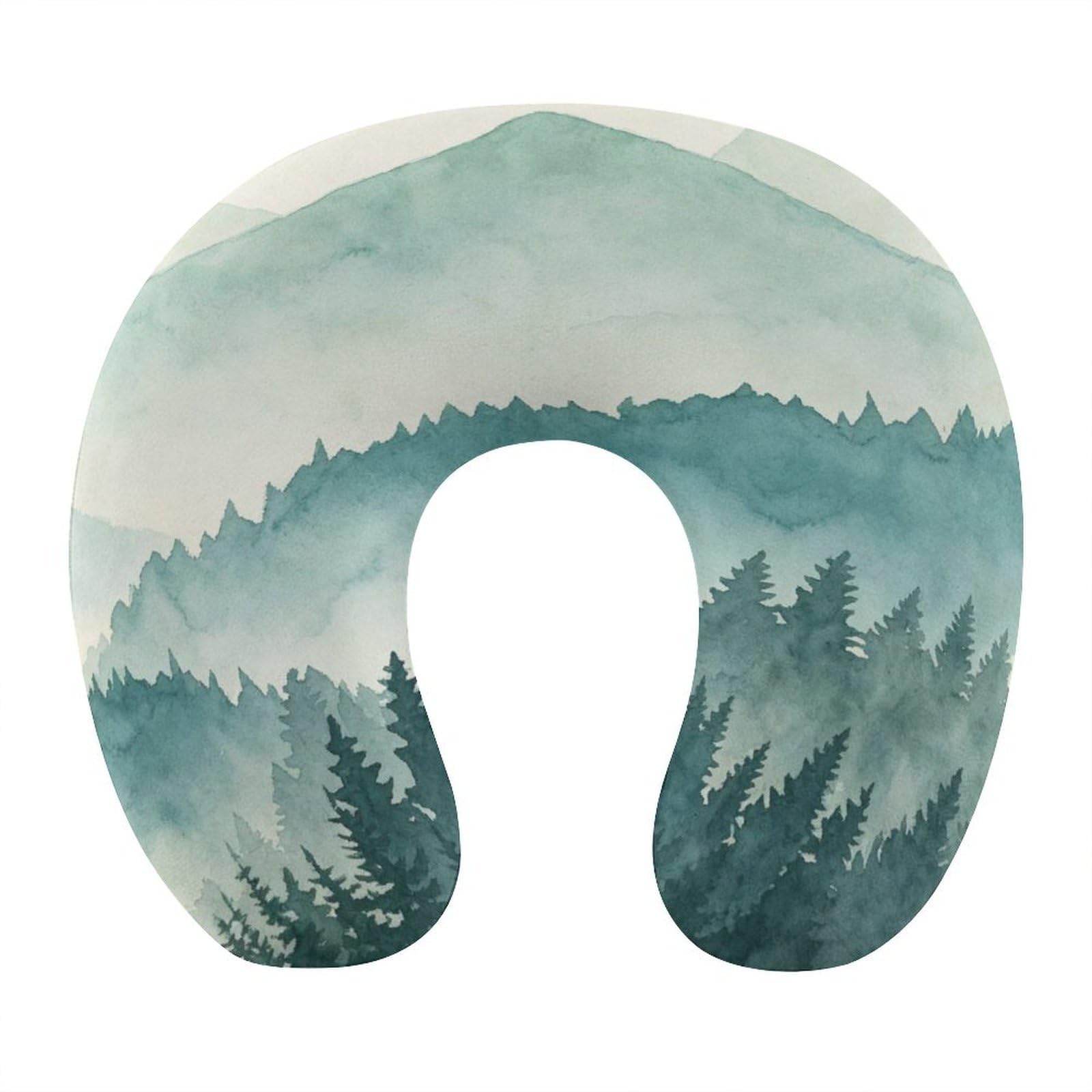 Btcowzrv Style Green Mountain Landscape U Shaped Neck Pillow Travel Pillows