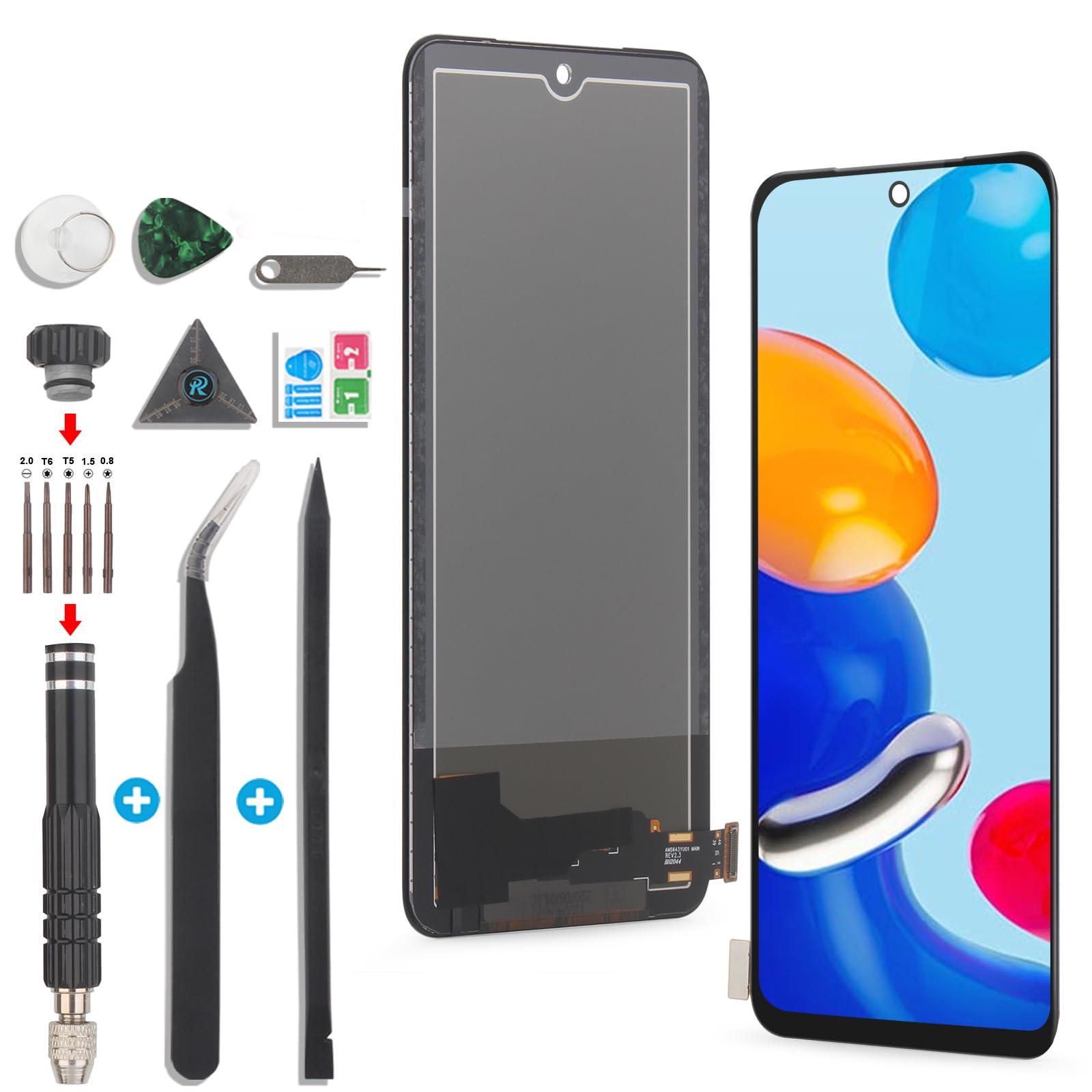 Replacement for Xiaomi Redmi Note 11S /Redmi Note 11 2201117SG 2201117SI/2201117TG Screen Replacement LCD Display Touch Screen Digitizer Assembly with Kit(Black)