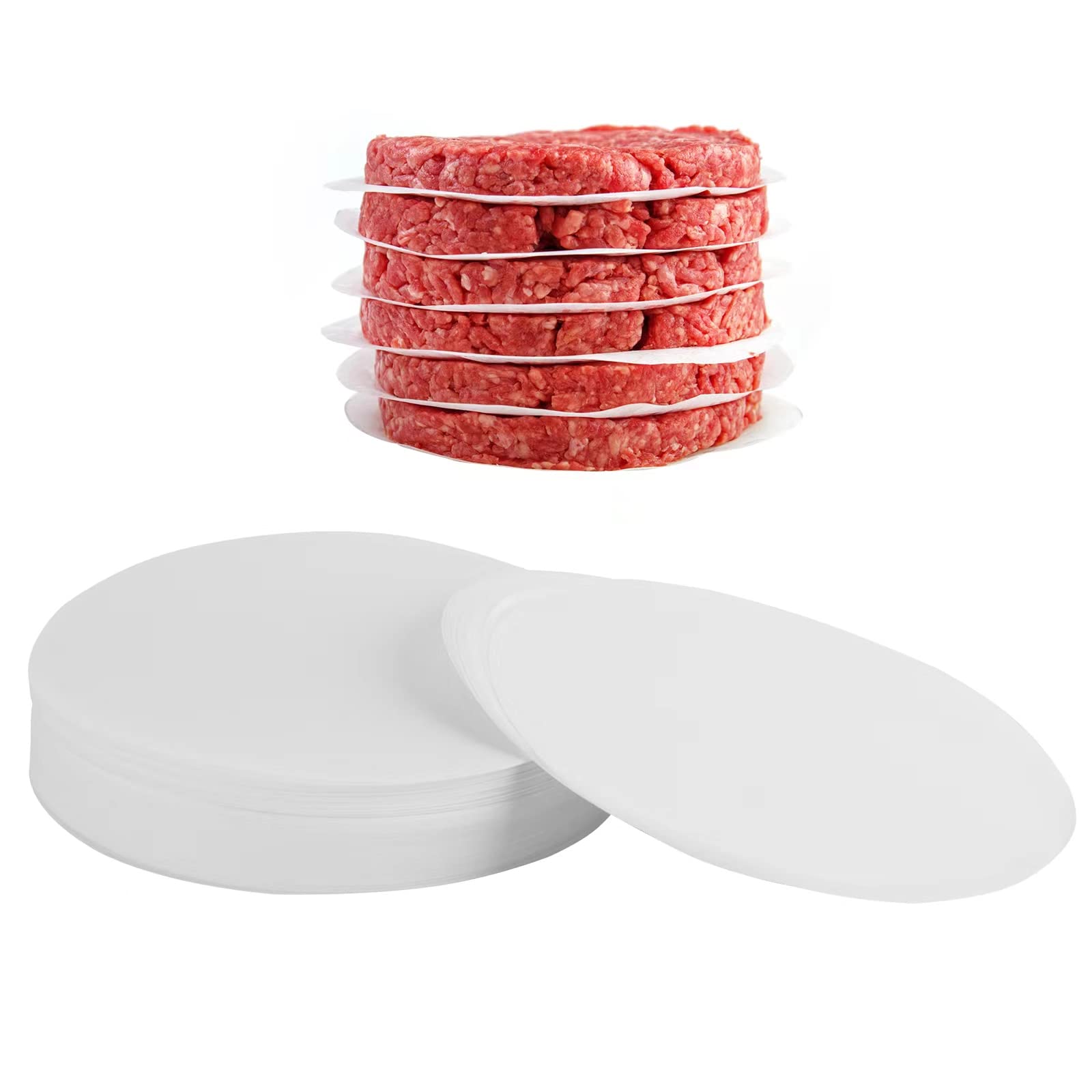 500 PCS 4.5 Inch Hamburger Patty Paper White Parchment Paper Rounds Non-Stick Food Grade Burger Paper Sheets for Preparing and Storaging Patties Bakings and More