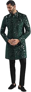 vastramay Men's Velvet Sherwani Set, Velvet Embroidered Sequiend Indo western and Pant Set for Men for Weddings & Festivals, Traditional Ethnic Wear Outfit-picture-27