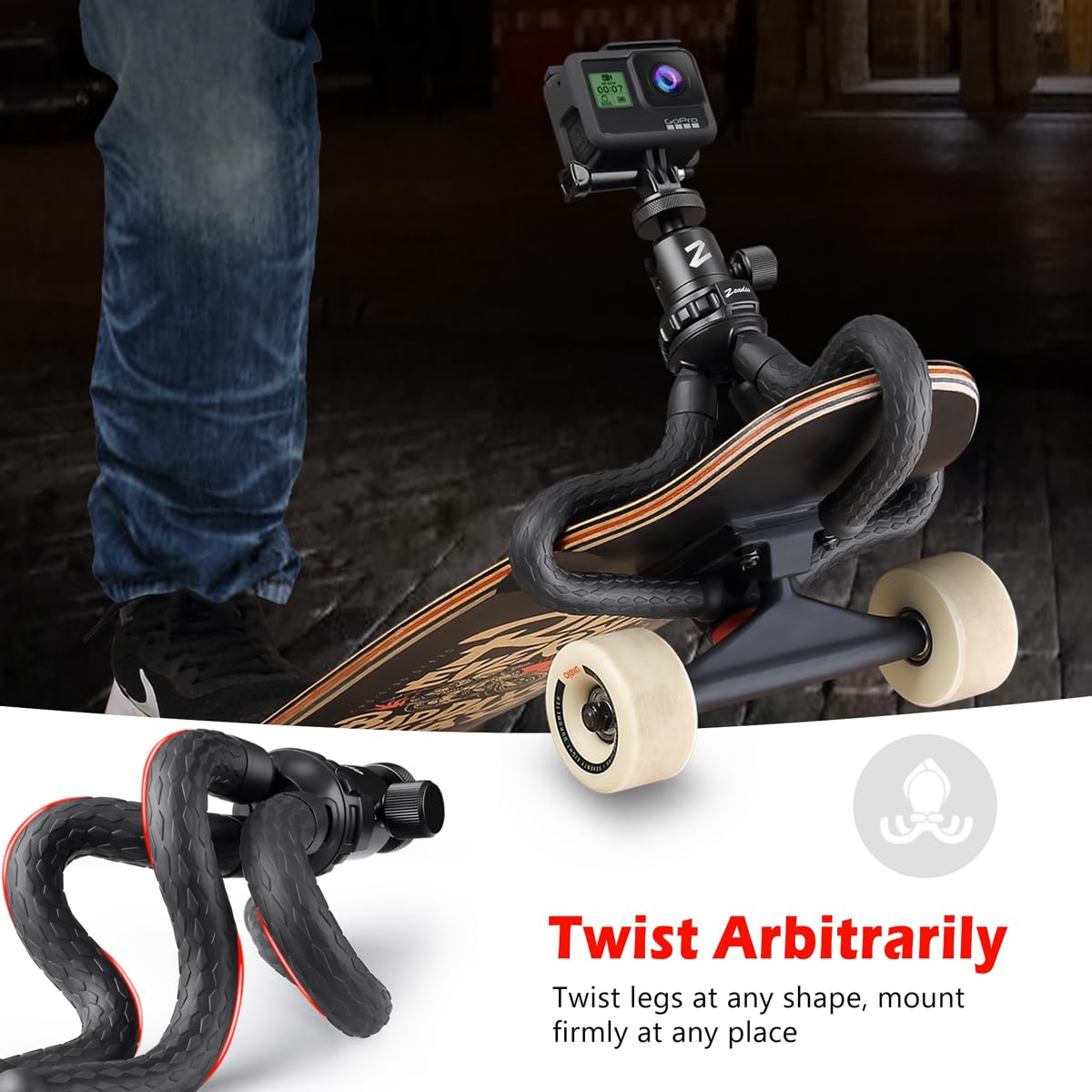 Zeadio Flexible Camera Tripod Kits, with Metal Ball Head Mount, Cellphone Tripod Holder and Wireless Remote Shutter, Fits for All iPhone and Android Smartphones Sport Camera 2