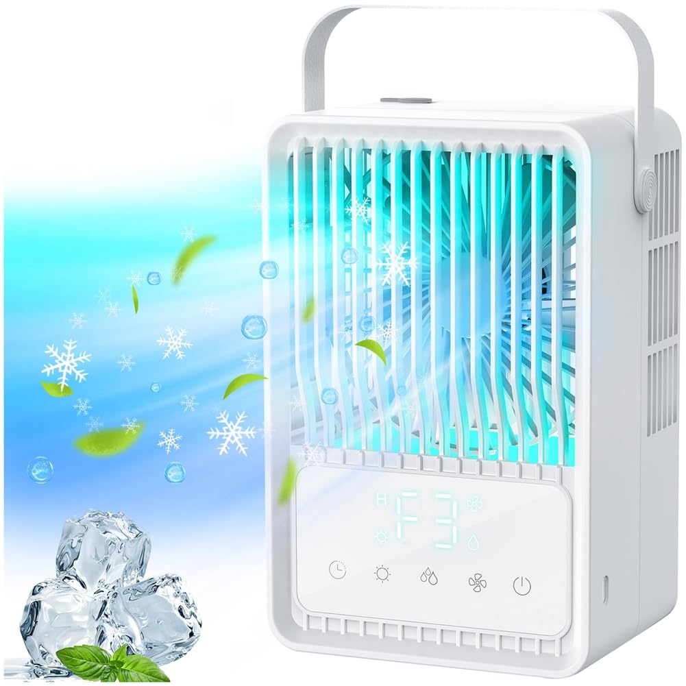PPcdfre Air Conditioners Evaporative Air Cooler with 3 Wind Speeds 7 Colors Light Personal Air Conditioner for Room Office