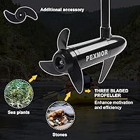 Vista 5 de PEXMOR Motor de arrastre eléctrico de 8 velocidades, motor eléctrico fuera de borda para barco con mango ajustable e indicador LED, montado
