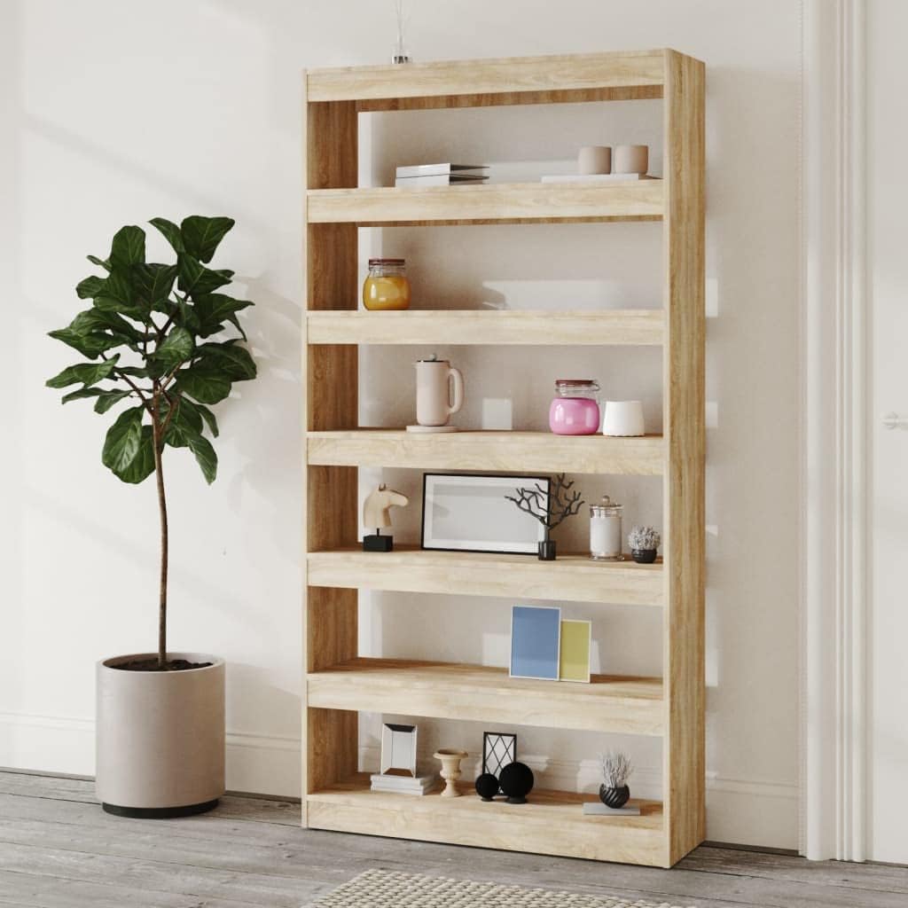 Natulvd 6 Tier Bookcase, 100 x 198 cm Bookshelf with Open Shelves, Storage Cabinets, Tall ...