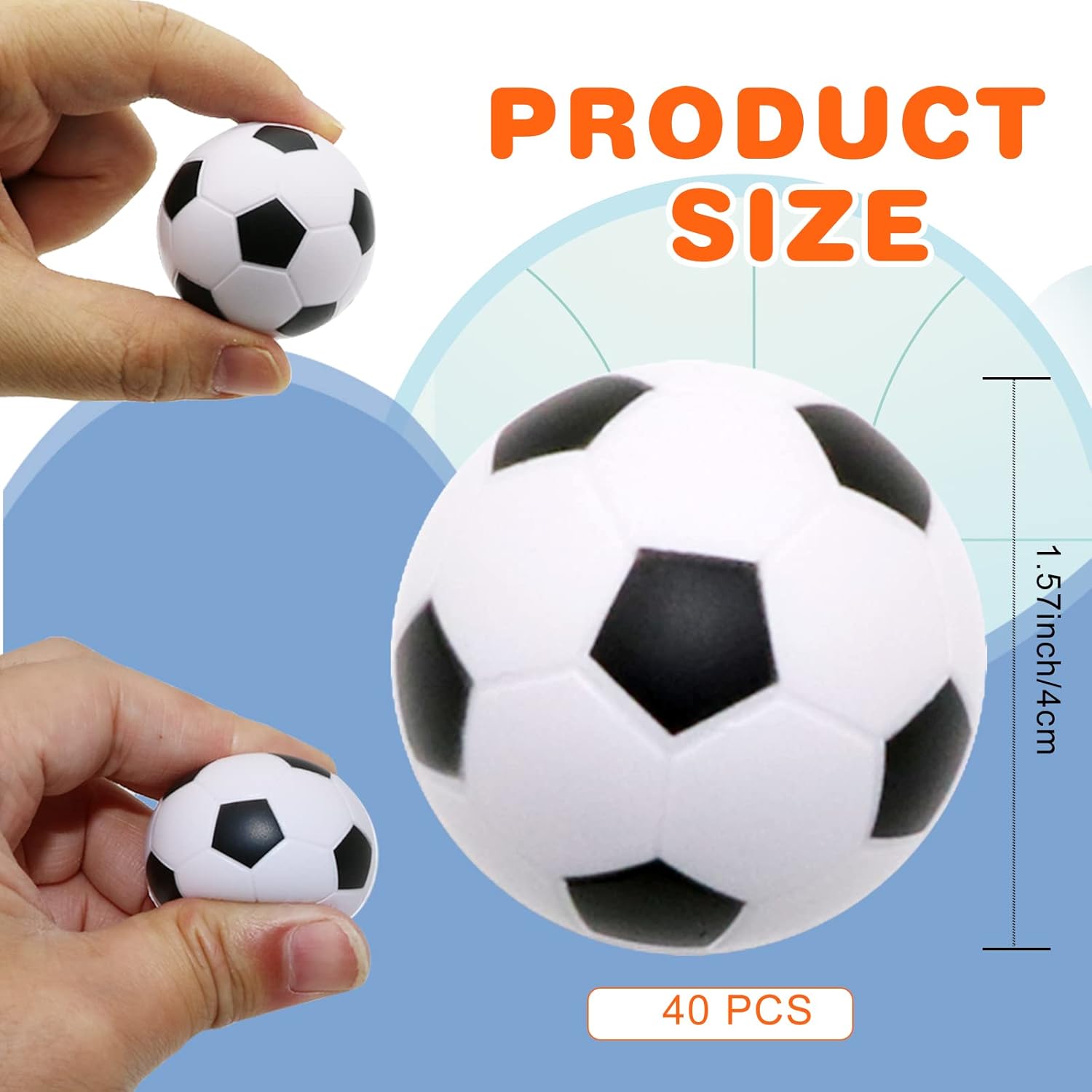 Urspasol 40 PCS Mini Soccer Stress Balls Bulk 1.6 inch Foam Soccer Squeeze Balls Small Mini Sports Themed Balls Soccer Party Favors for Kids Stress Relief for School Carnival Reward