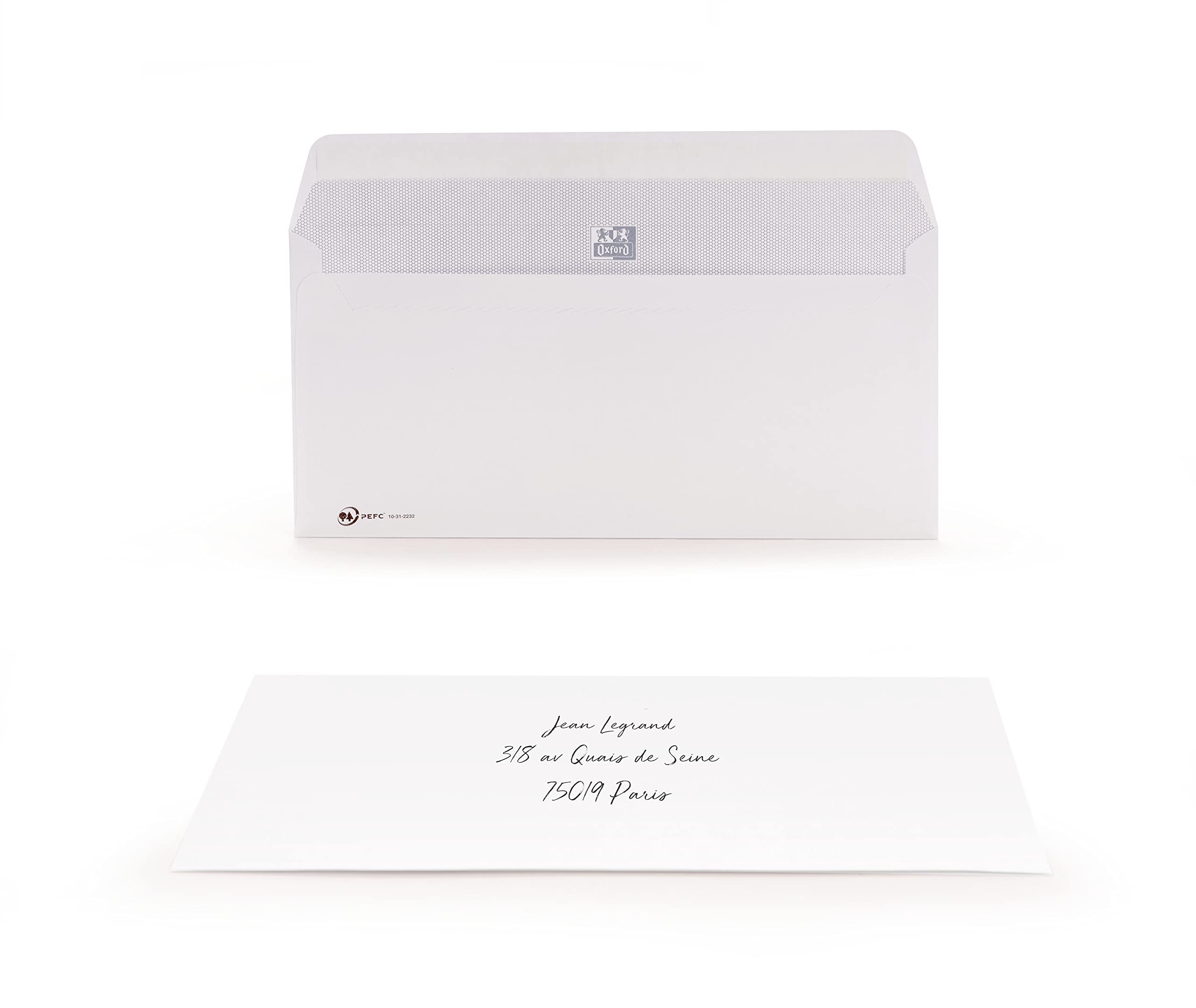Oxford Caja de 500 sobres autoadhesivos 110 x 220 mm
