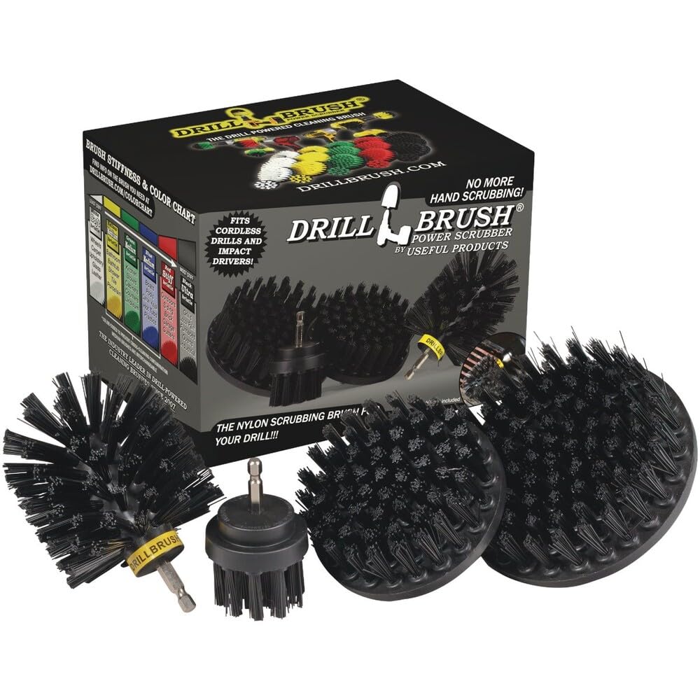 Drillbrush BBQ Grill Cleaning Kit - Safe Nylon Grill Brush | Drill Brush Set - Ultra Stiff Power Scrubber Attachments for Loose Paint, De-Scaling Rust and Graffiti Removal on Stone, Brick and Masonry