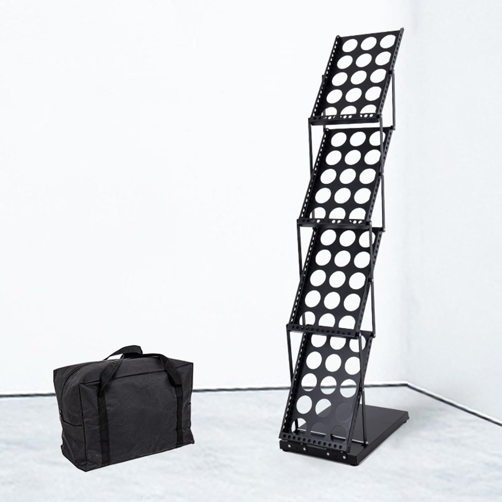 ASerZenith Floor-standing Magazine Rack, Four-layer Folding Magazine and Newspaper Display Rack, Iron Document Display Rack