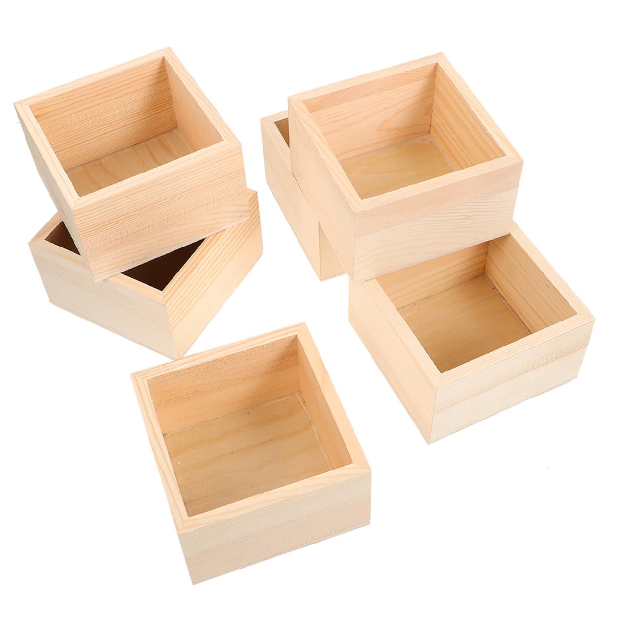 Caja Organizadora de Madera sin Tapa, 6 Piezas, Rústica