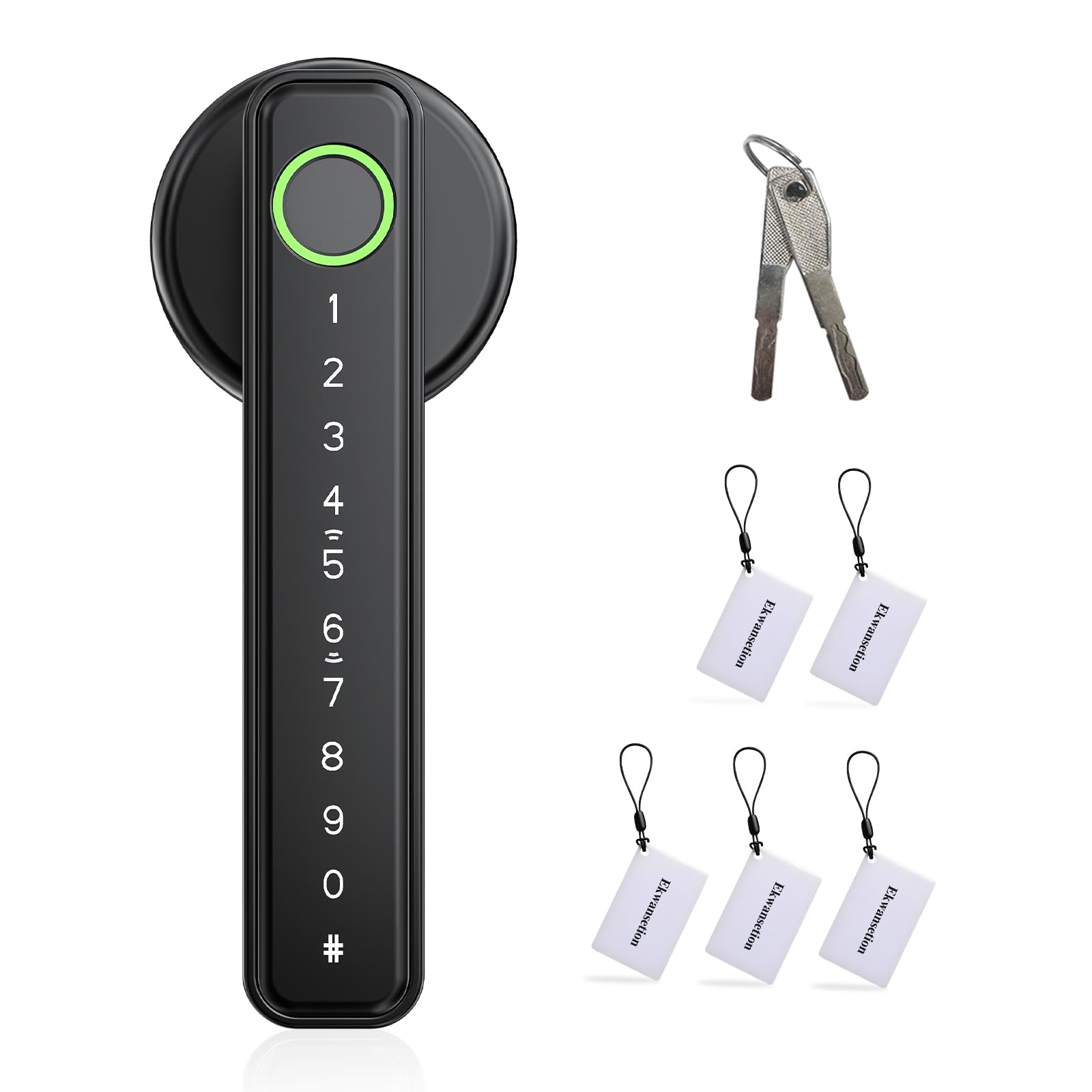 Smart Fingerprint Door Lock with Handle & Keypad, Keyless Fingerprint Entry, Touchscreen Code for Front Door, Bedroom, Home, Apartment, Hotel (Black)