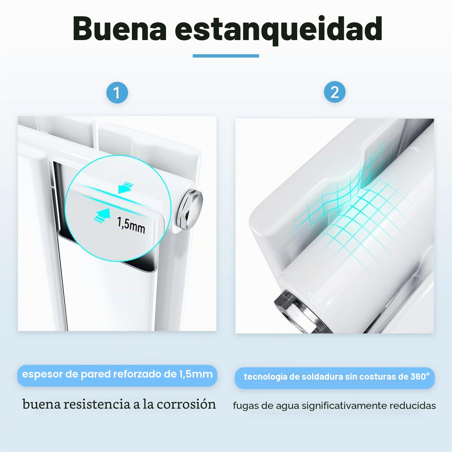 ELEGANT Panel calefactor vertical 1800 x 616 mm, doble capa, color blanco