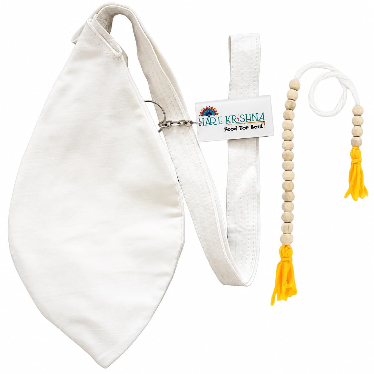 Hare Krishna Food For Soul White Bead Bag for Chanting-Gomukhi Japa Mala Bag-Jaap Mala Bag-Mala Chanting Bag for Men & Women with Sakshi Mala and Keychain (Combo)-image-10