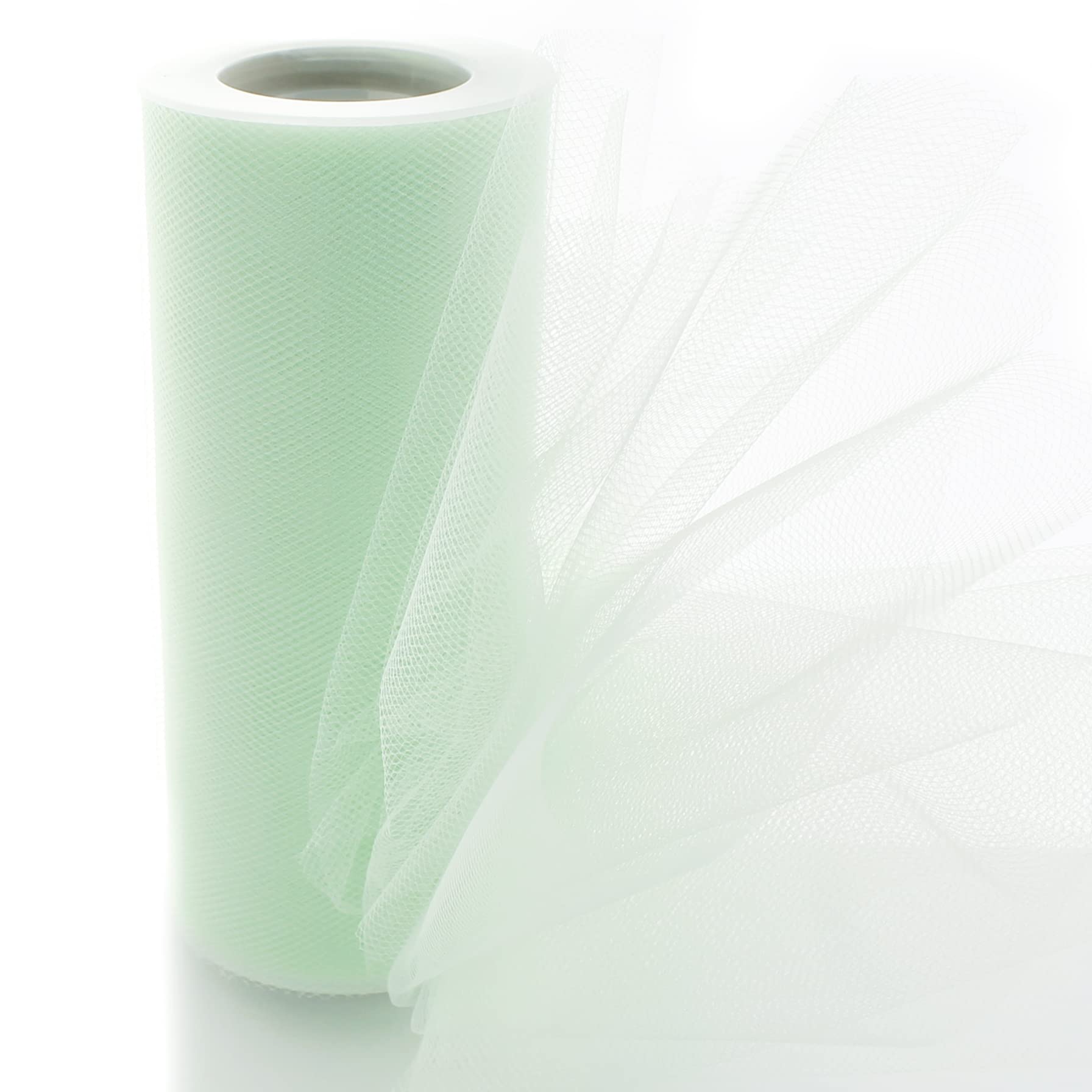 6" Premium Tulle Fabric Roll for Crafts, Wedding, Party Decorations, Gifts - Mineral Ice 25 Yards