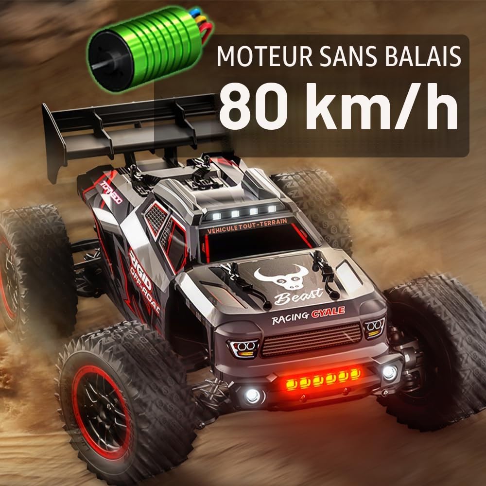 X-Verse SG316MAX 1:16 Voiture télécommandée RC Brushless 4WD Étanche RC Buggy Tout-Terrain 2,4 GHz 80 km/h 3 Piles Adulte Homme