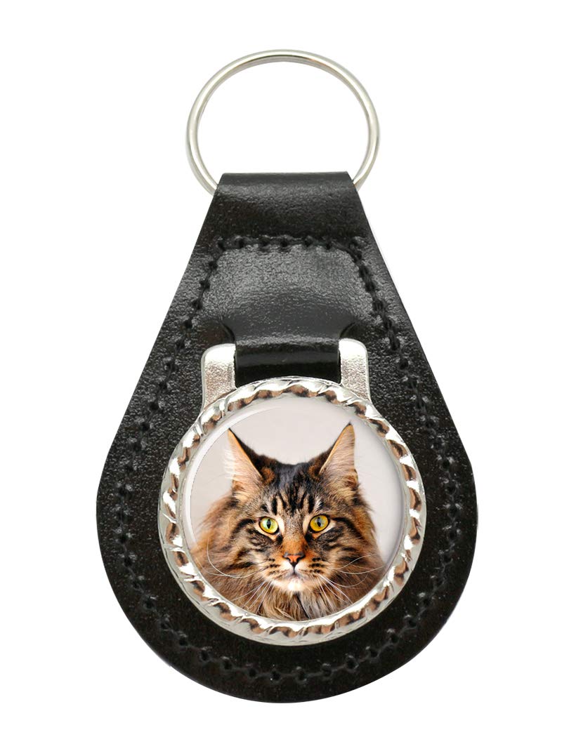Giftshop UK Maine Coon Cat Leather Key Fob