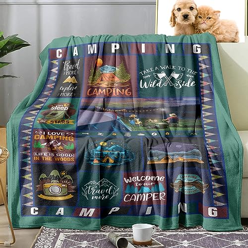Sowide Camping Blanket for Camping Lovers Camping Gifts for Men Women Family Soft Fleece Blanket Throw Unique Gift - Image 3