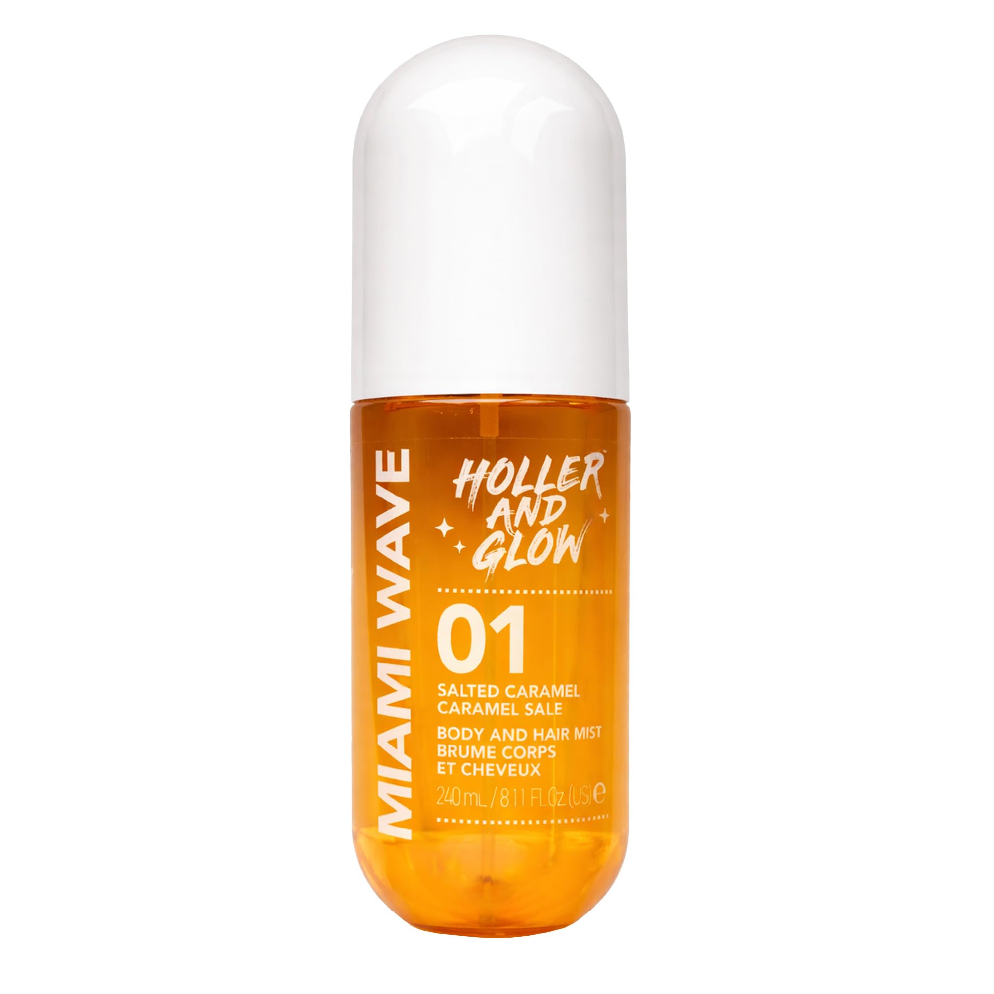 Holler And Glow Miami Wave Salted Caramel Body & Hair Mist, Body Spray For Women, Hair Perfume, Fragrance, Sweet Coconut, Vanilla Scented, Warm & Sweet Fragrance Notes, 240 ml