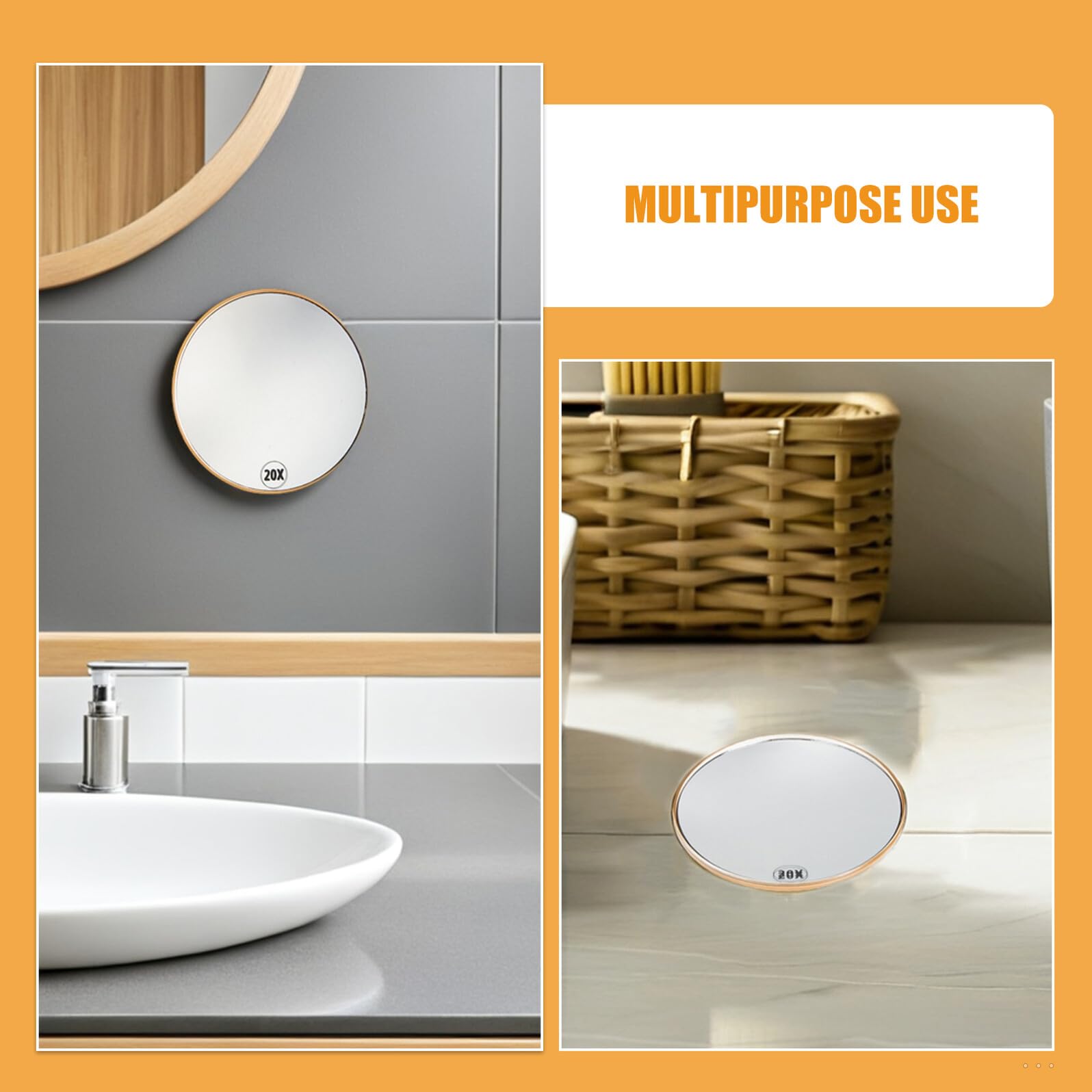 LIFKOME 2 Piezas Espejo de Aumento con Ventosas Portátil y Fácil de Instalar para Maquillaje Depilación y Viaje Diseño para Baño y Tocador