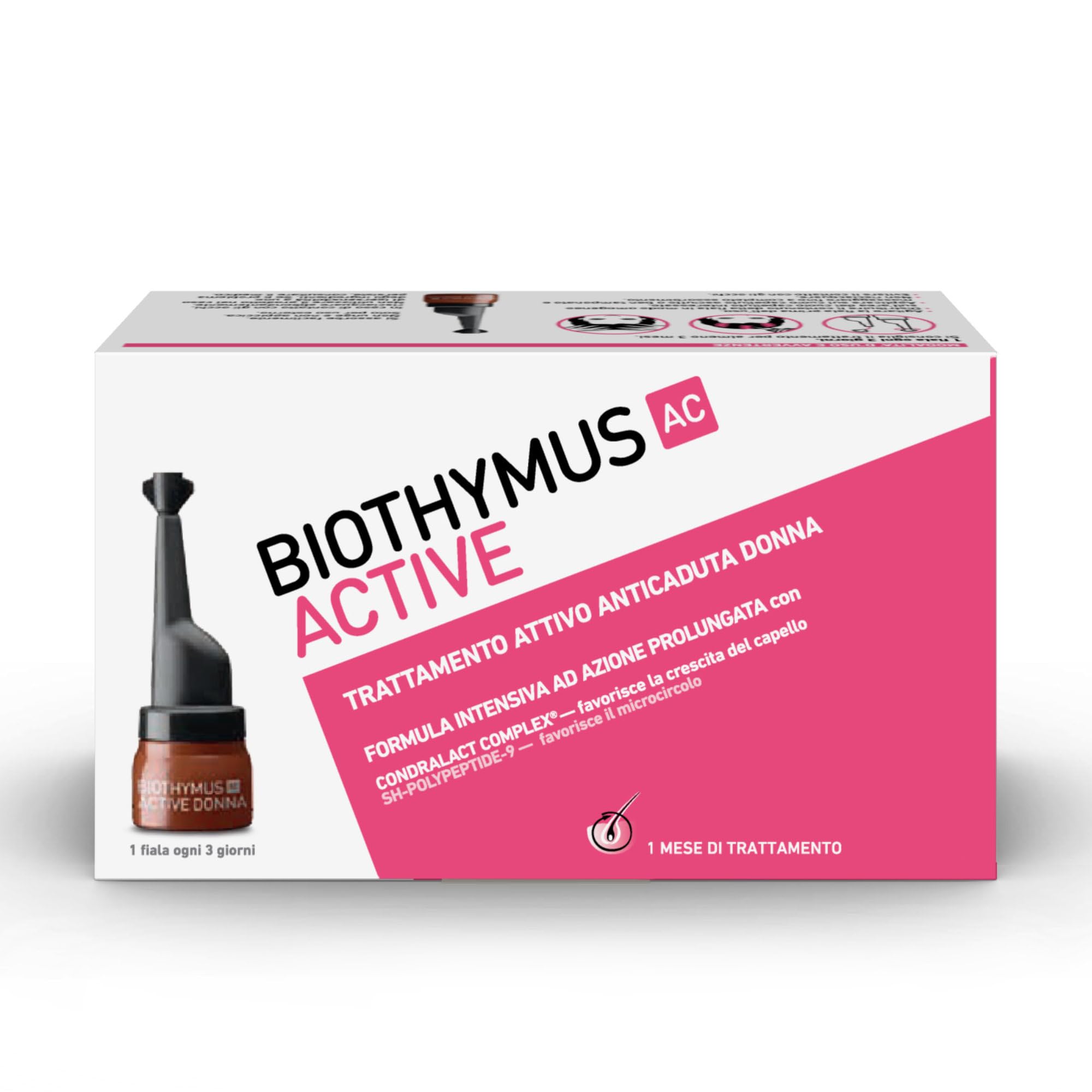 Biothymus Active Donna, 10 Fiale Anticaduta Capelli Donna, Trattamento Attivo co