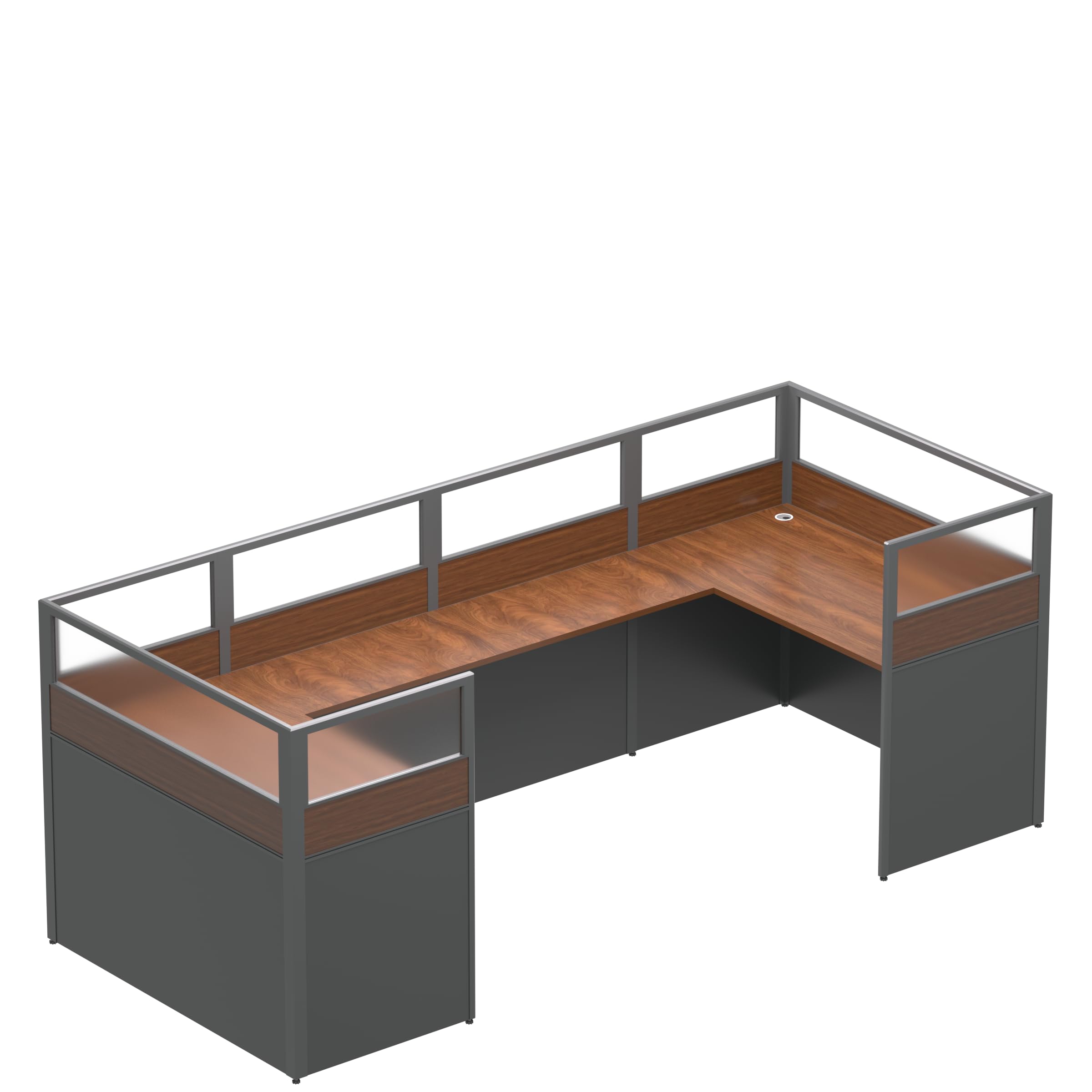 Partition desks and Cubicle Sets(Dark Walnut, 2person-H)