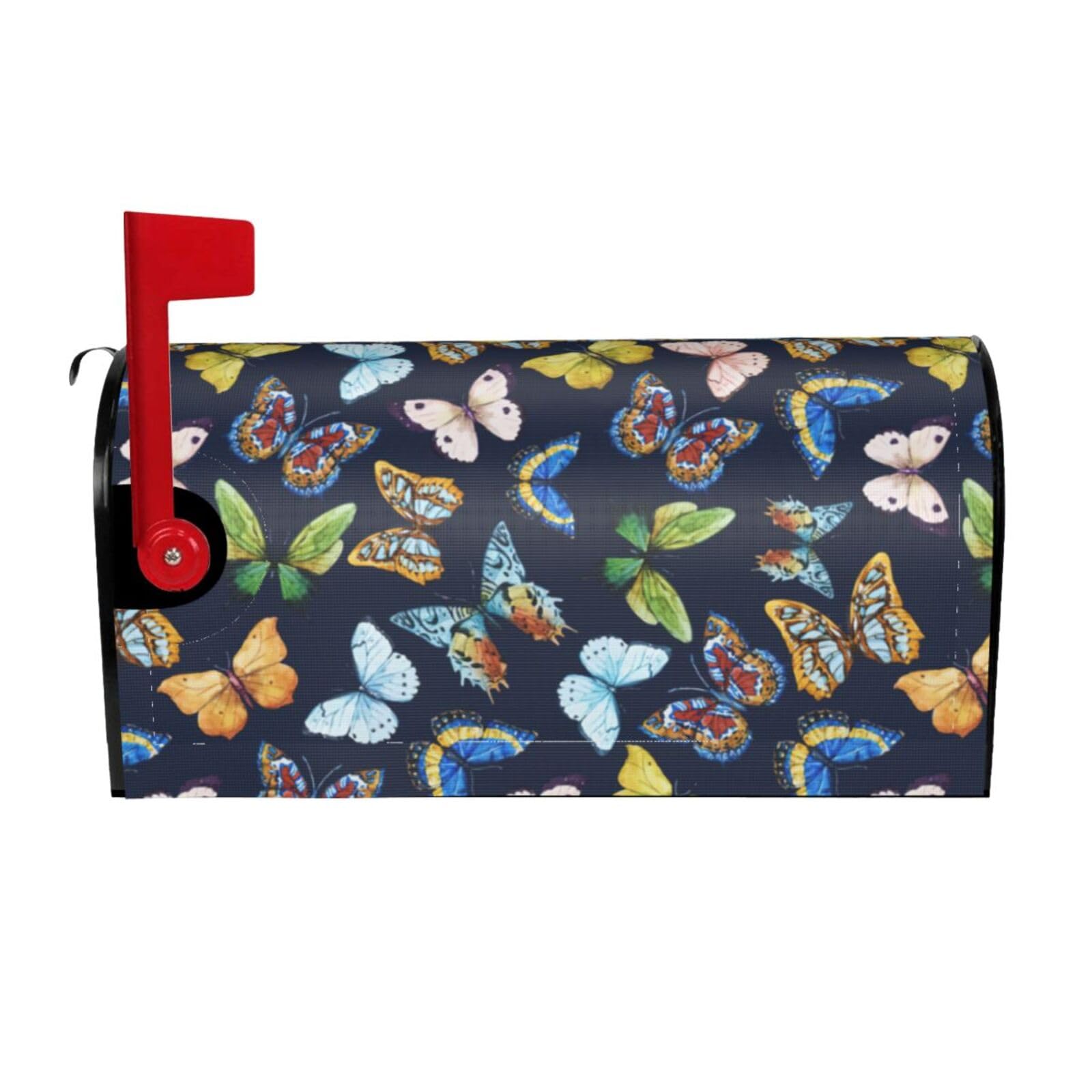 Leaf Colorful Butterfly Print Mailbox Cover Wraps Post Letter Box Cover Decor For Outside Garden Yard Farmhouse Home