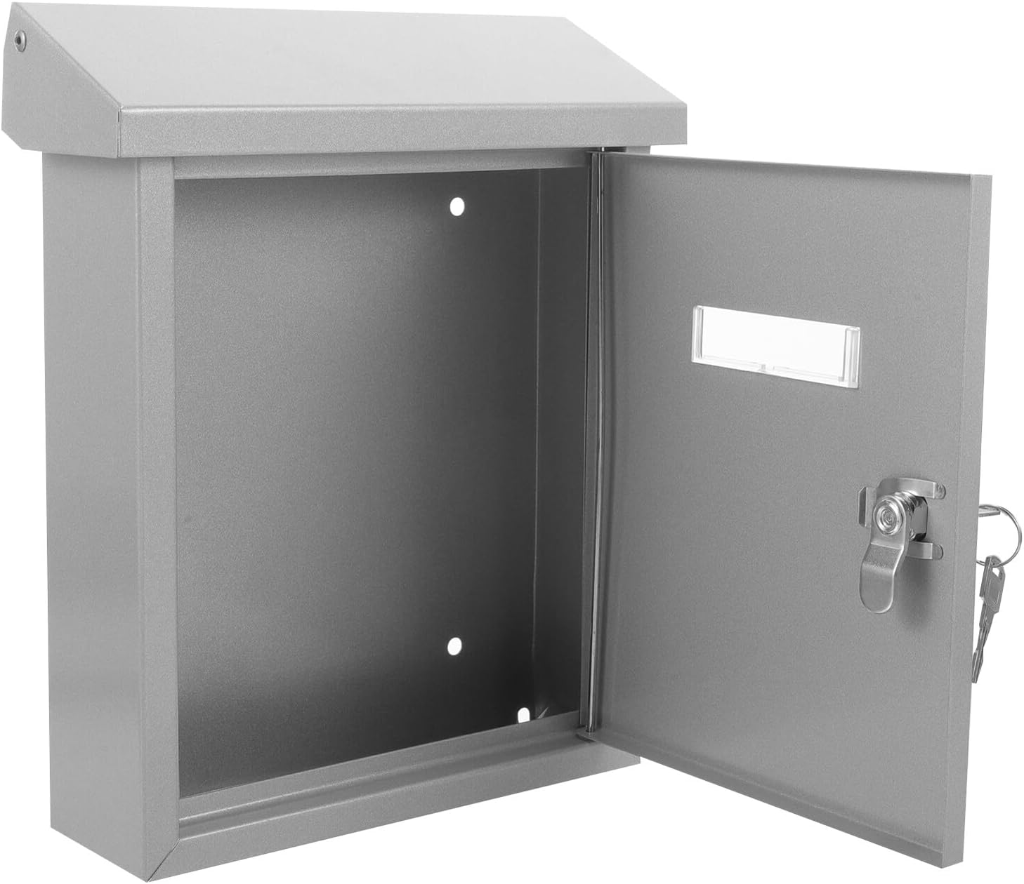 Vintage Wall Mount Mailbox Stainless Steel Metal Post Box Outdoor Letter Box for Home Garden Decorative European Style Silver Finish