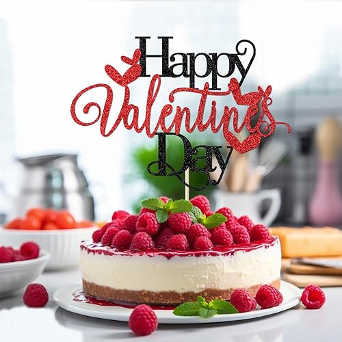 Miniatura 5 de Naicaek Decoración para pastel del día de San Valentín con purpurina roja, corazón de amor de San Valentín, decoración de fiesta de cumpleaños,