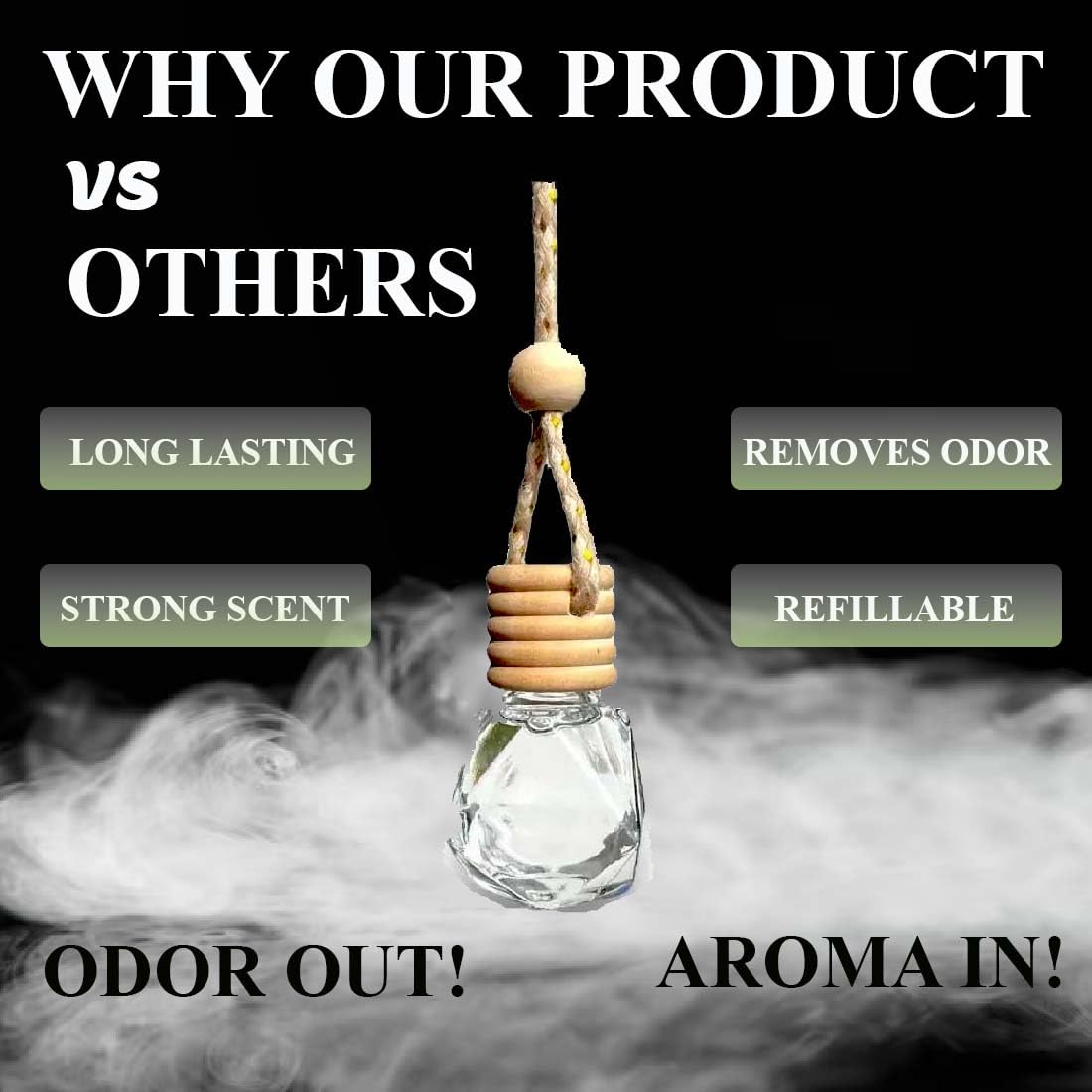 Hanging Car Air Freshener |Car Perfume with Essential Oils|Car Accessories Interior|Glass Bottle Car Diffuser with Wooden Lid|Long Lasting Car Fragrance (Lavender + Badha Delight) 3