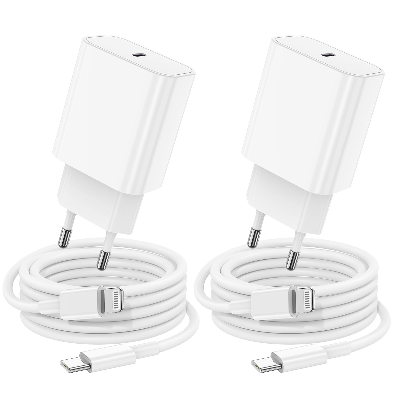 2Pack iPhone Schnellladegerät mit Ladekabel, iPhone Schnellladekebel 2m kable mit 20W USB C Ladegerät Adapter Stecker for Apple iPhone 14 Plus/13 Pro/13 Pro Max/12/11/SE/XS/8/7/6/iPad