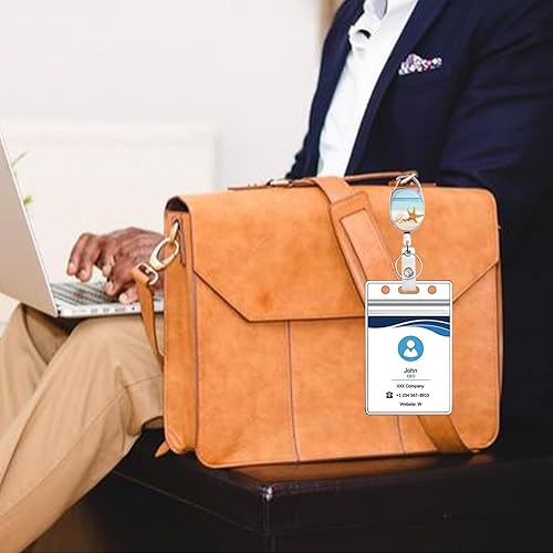 Vista 65 de Carrete retráctil para tarjetas de identificación con llavero retráctil para llaves, lindo nombre, carretes decorativos de tarjetas de Pretty