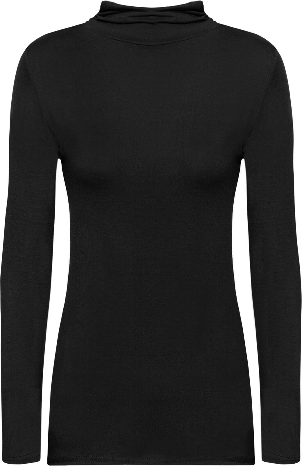 Metluq M0d4 Women's Black Plain Polo Long Sleeve Roll Neck Turtle Jumper Top 8-26 (, Uk 24-26 Xxxl)