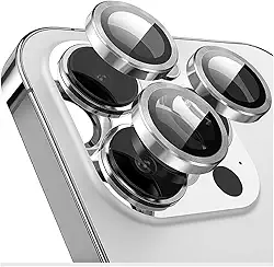 Kit Película Lente De Câmera Compatível Com iphone 11 12 13 14 15 16 Pro Max Liso Prateado iphone 16