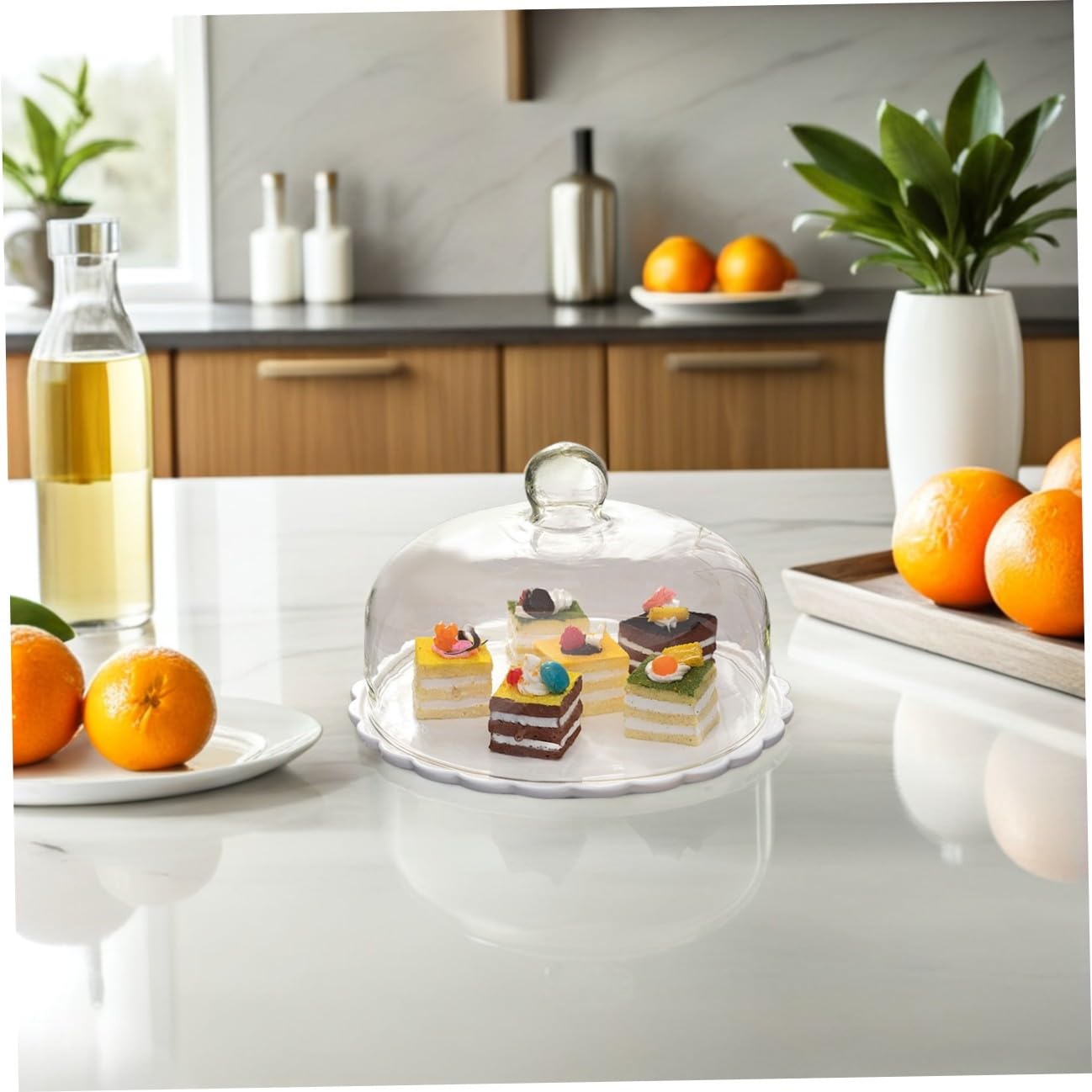 Cabilock 1 Juego Tapa De Cristal para Pasteles Cubierta De Pastel De Vidrio Plato De Pastel De Vidrio con Cúpula Cubierta De Cúpula De Postre Bandeja para Protector Cerámica Galleta