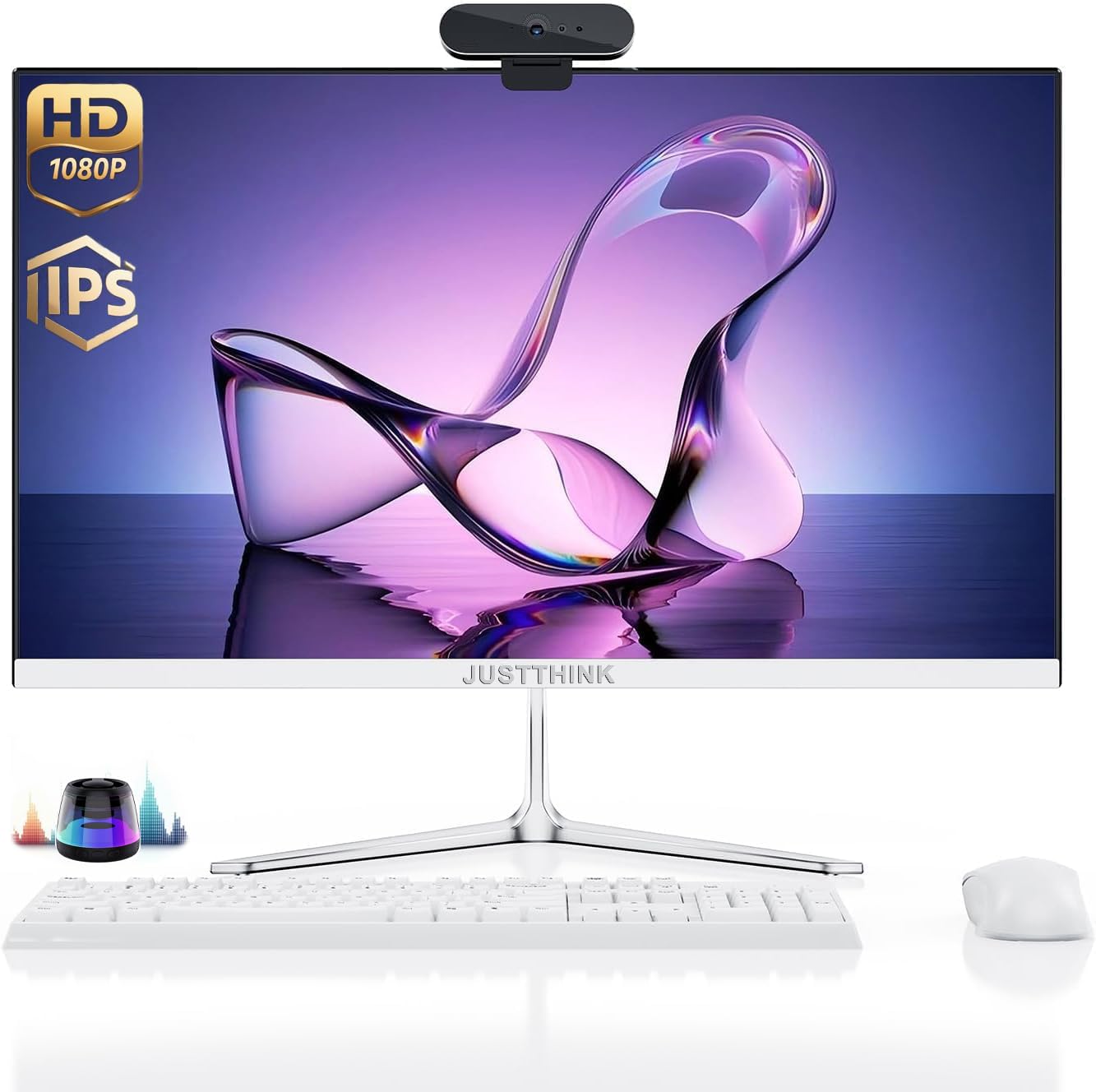 Computador desktop multifuncional de 60.5 cm, teclado e mouse sem