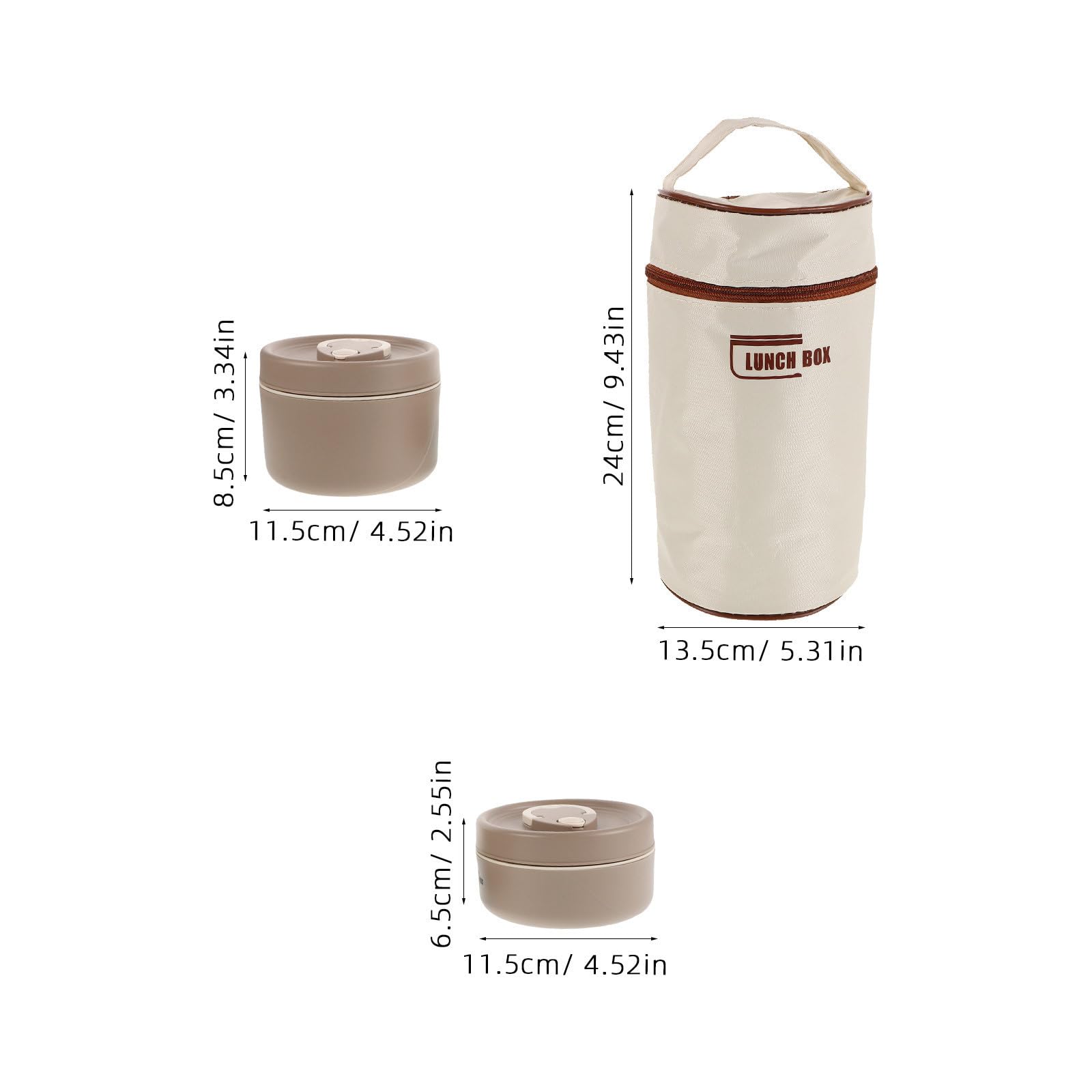 Zerodeko Fiambrera Portátil Apilable de 3 Piezas con Acero Inoxidable y Bolsa Térmica Aislante para Comidas Calientes en Picnics y Almuerzos de Oficina
