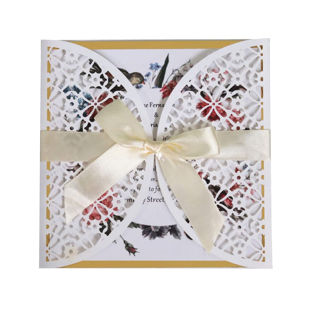 Invitations de mariage avec nœuds en ruban prêtes à imprimer soi-même