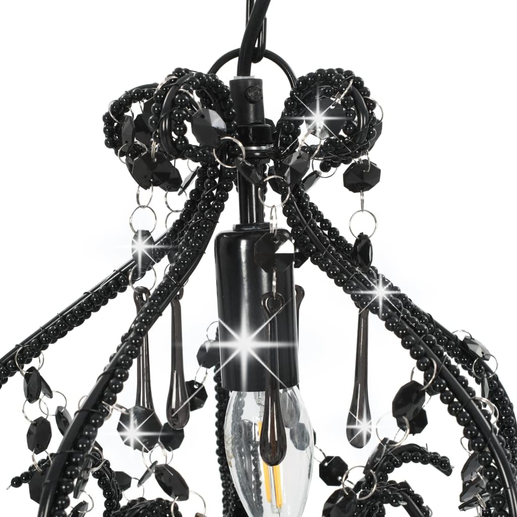 VidaXL 5-Arm Crystal Bead Chandelier – Silver Round Design, Metal Base, E14 Bulb Compatible, Easy Mount, For Living Room, Hallways