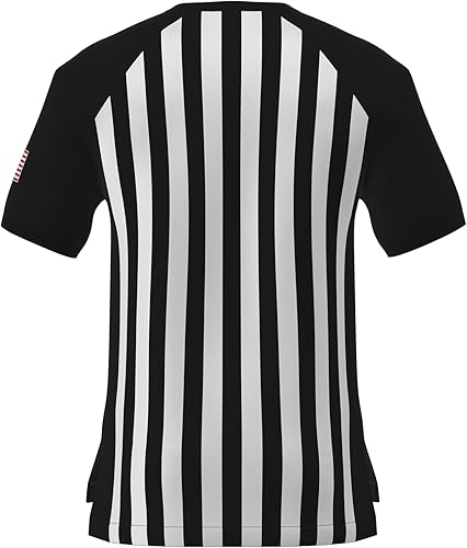 Miniatura 2 de GCA Pro - Camisa de árbitro de baloncesto de la NCAA para hombre, con bandera de Estados Unidos, de manga corta, con rayas NFHS