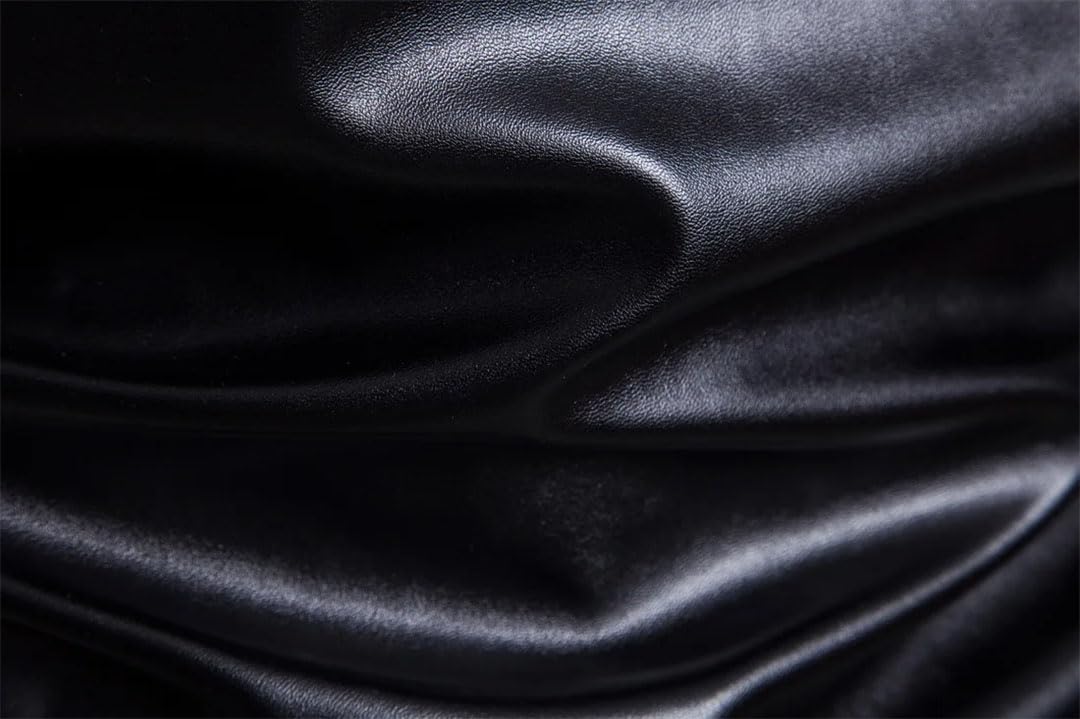 Chaqueta de cuero para hombre, cuello alto, ligera, de piel sintética