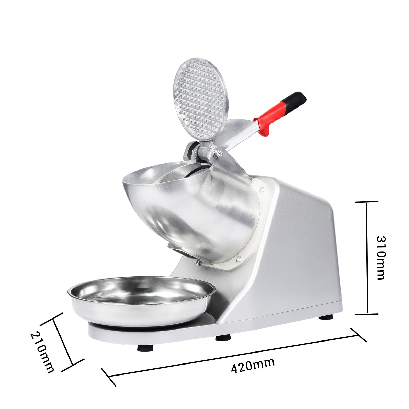 LEEVOT Tritaghiaccio Elettrico a Doppia Lama 380 W Macchina per Cono di Neve 2200 Giri/min Macchina per Ghiaccio tritato Commerciale Domestica 85 kg/H in Acciaio Inossidabile per ristoranti, Bar