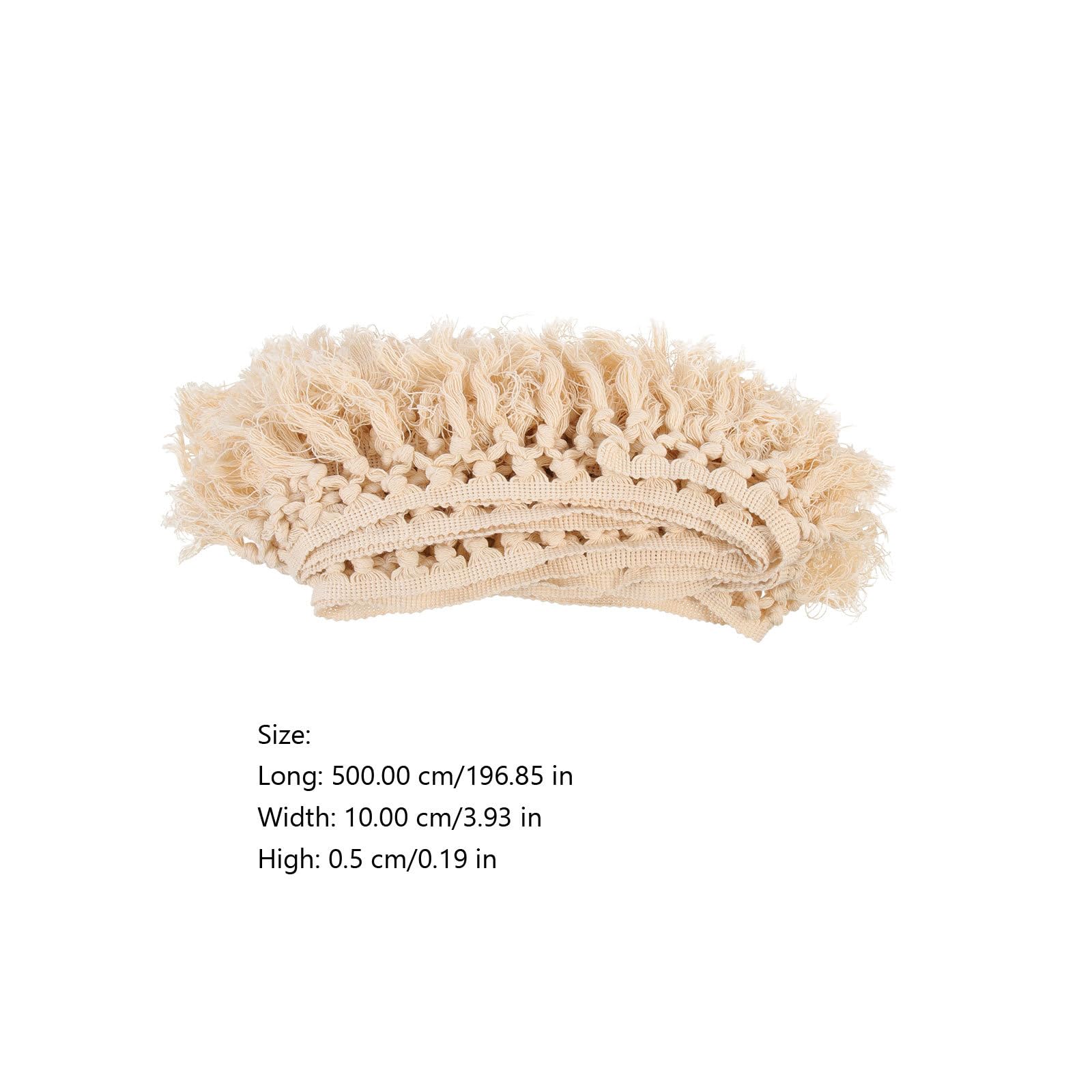 Pompon de Rideau en Dentelle Beige 5m, Bordure Décorative Élégante