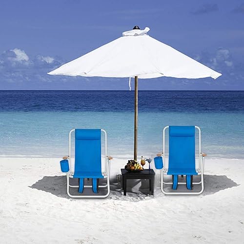 Miniatura 9 de DUPOINT Mochila portátil, silla de playa, patio, plegable, ligera, para campamento, jardín, parque, piscina, con soporte para tazas