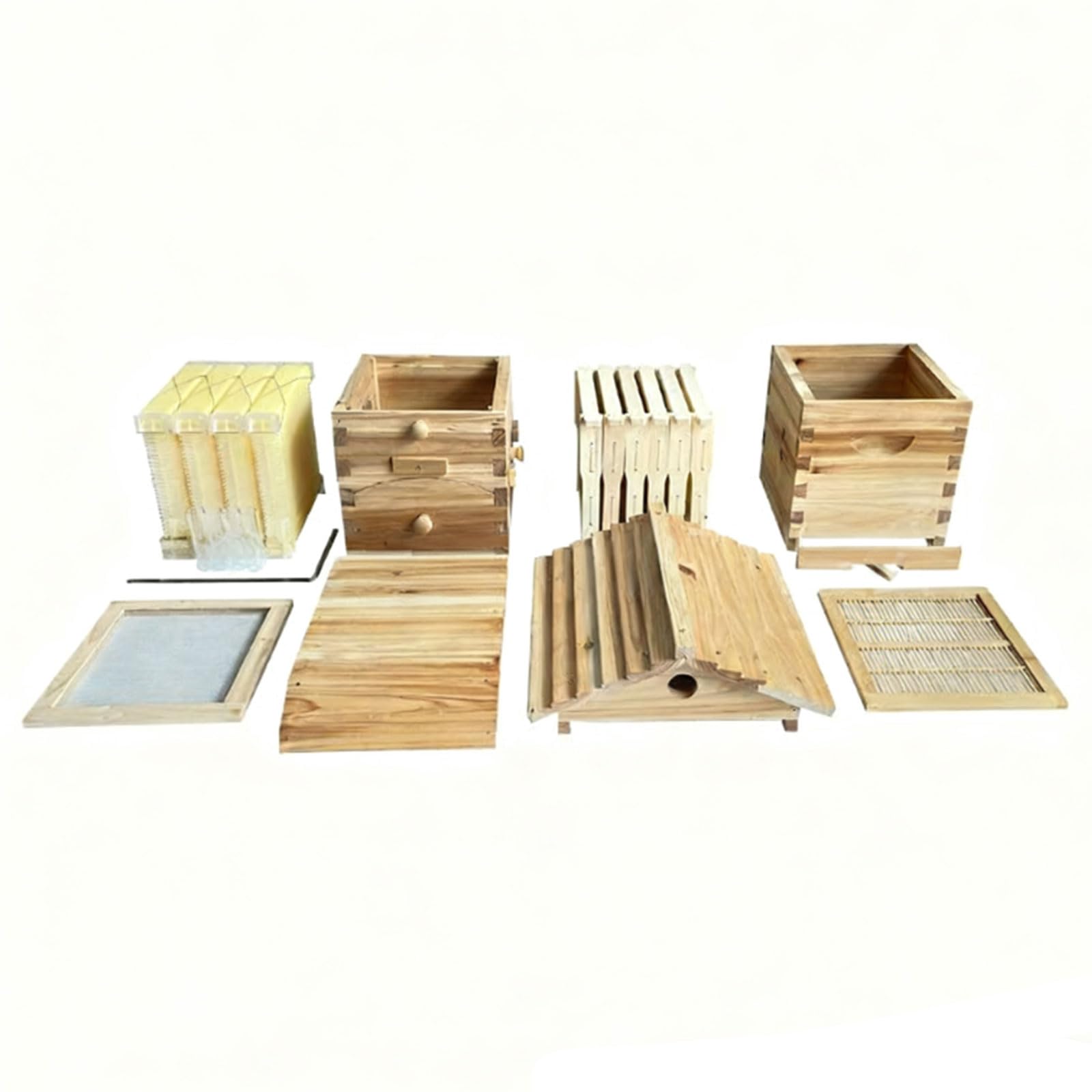 Professioneller Bienenstock mit selbstfließender Honigsammlung und belüftetem Design, ideal für Imker im Hinterhof, um Bienen zu überwachen und Honig sicher und einfach zu ernten