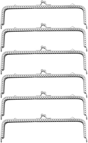 Healifty Clip de boca dorada de 7.1 in, marco de bloqueo de beso para hacer bolsas, juego de 6 piezas de cierre de metal rectangular para