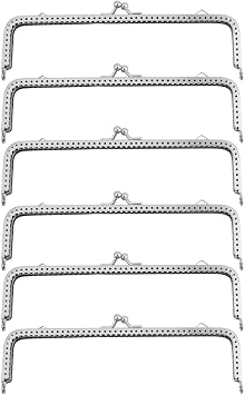 Silver Rectangular Kiss Lock Frame 7 Inch Purse Hardware for Bag Making Metal Clutch Purse Clasp Diy Craft Accessories